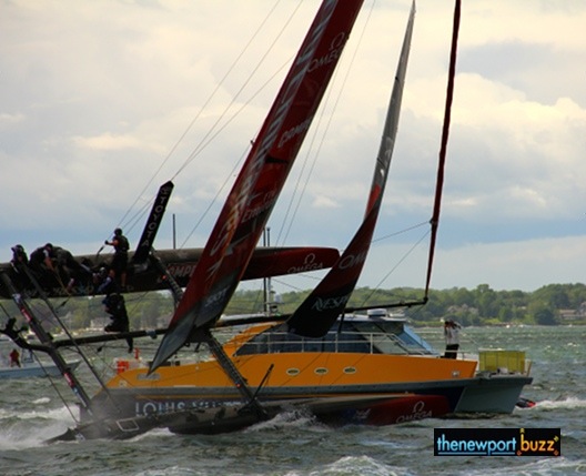 Emirates Team New Zealand Crashes with Louis Vuitton Timing Boat